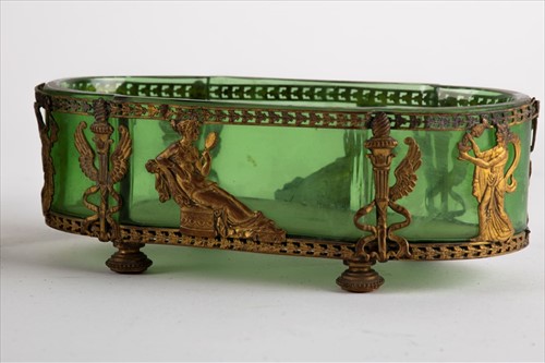 Lot 226 - An early 20th century brass mounted glass...