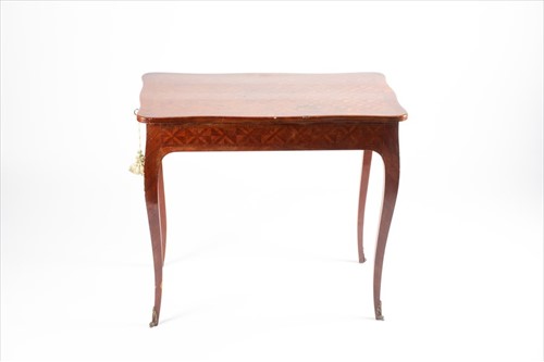 Lot 108 - A French Louis XV style kingwood parquetry...