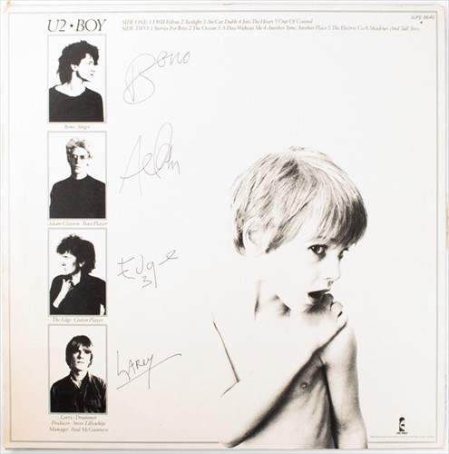 Lot 261 - U2: a 1981 'Boy' LP signed to the back cover...