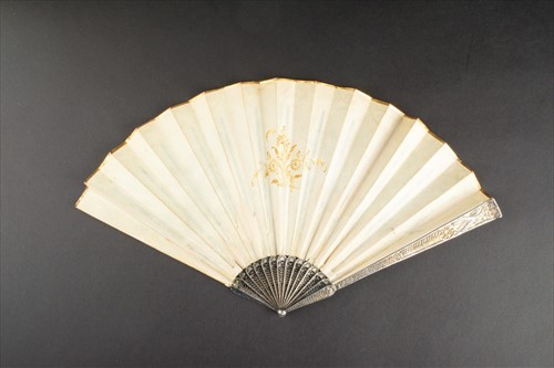 Lot 290 - An 18th century silver filigree and paper fan...