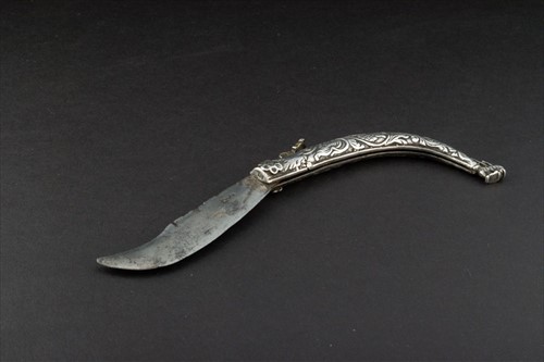 Lot 365 - An early Continental white metal folding knife...