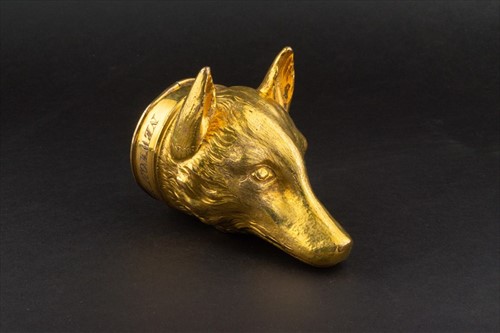 Lot 313 - A George IV gilt copper large fox head stirrup...