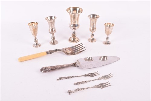 Lot 465 - Five sterling silver kiddushÂ cupsÂ  all from...