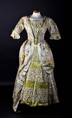 Lot 242 - A fine Victorian silk brocade ball gown...