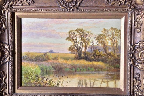 Lot 80 - A group of six oil landscapes, 19th century...