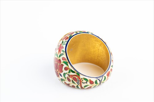 Lot 489 - An Indian enamel and diamond cocktail ring...
