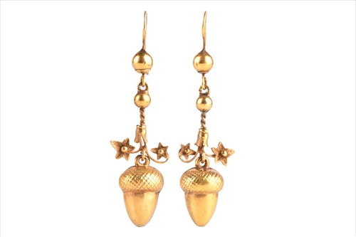 Lot 414 - A pair of 19th century gold earringsÂ ...