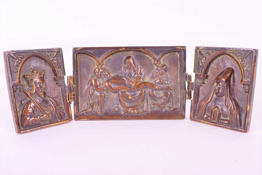 Lot 132 A bronze triptych depicting The DepositionÂ