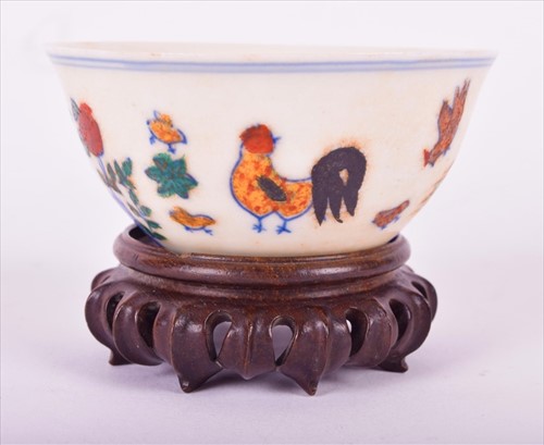 Lot 92 - A Chinese Ming style Doucai porcelain chicken...