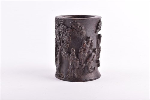Lot 169 - A 19th century Chinese bamboo brush potÂ  the...