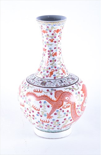 Lot 135 - A Qing wucai 'dragon' vaseÂ  Guangxu period,...