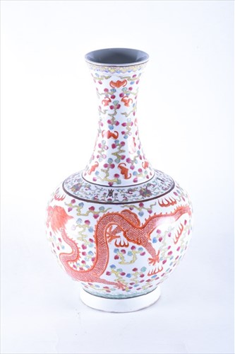 Lot 135 - A Qing wucai 'dragon' vaseÂ  Guangxu period,...
