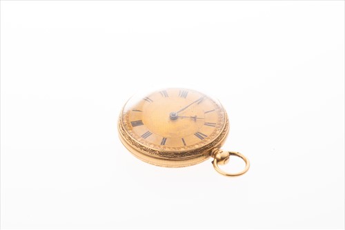 Lot 312 - An 18ct yellow gold open face pocket watch the...
