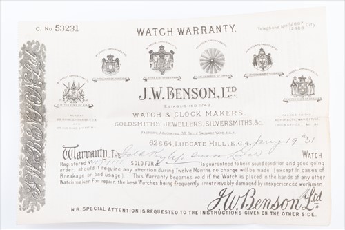 Lot 314 - A 9ct yellow gold pocket watch by J W Benson...