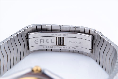 Lot 313 - An Ebel stainless steel watch the white dial...