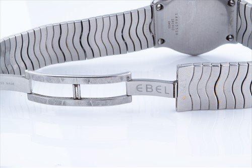 Lot 313 - An Ebel stainless steel watch the white dial...