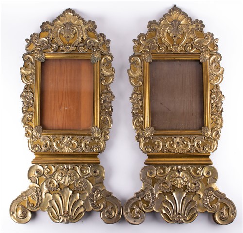 Lot 224 - A pair of large brass easel frames in the...