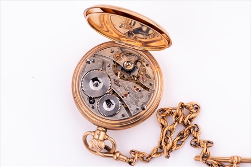 Lot 298 - A 9ct yellow gold half hunter pocket watch the...