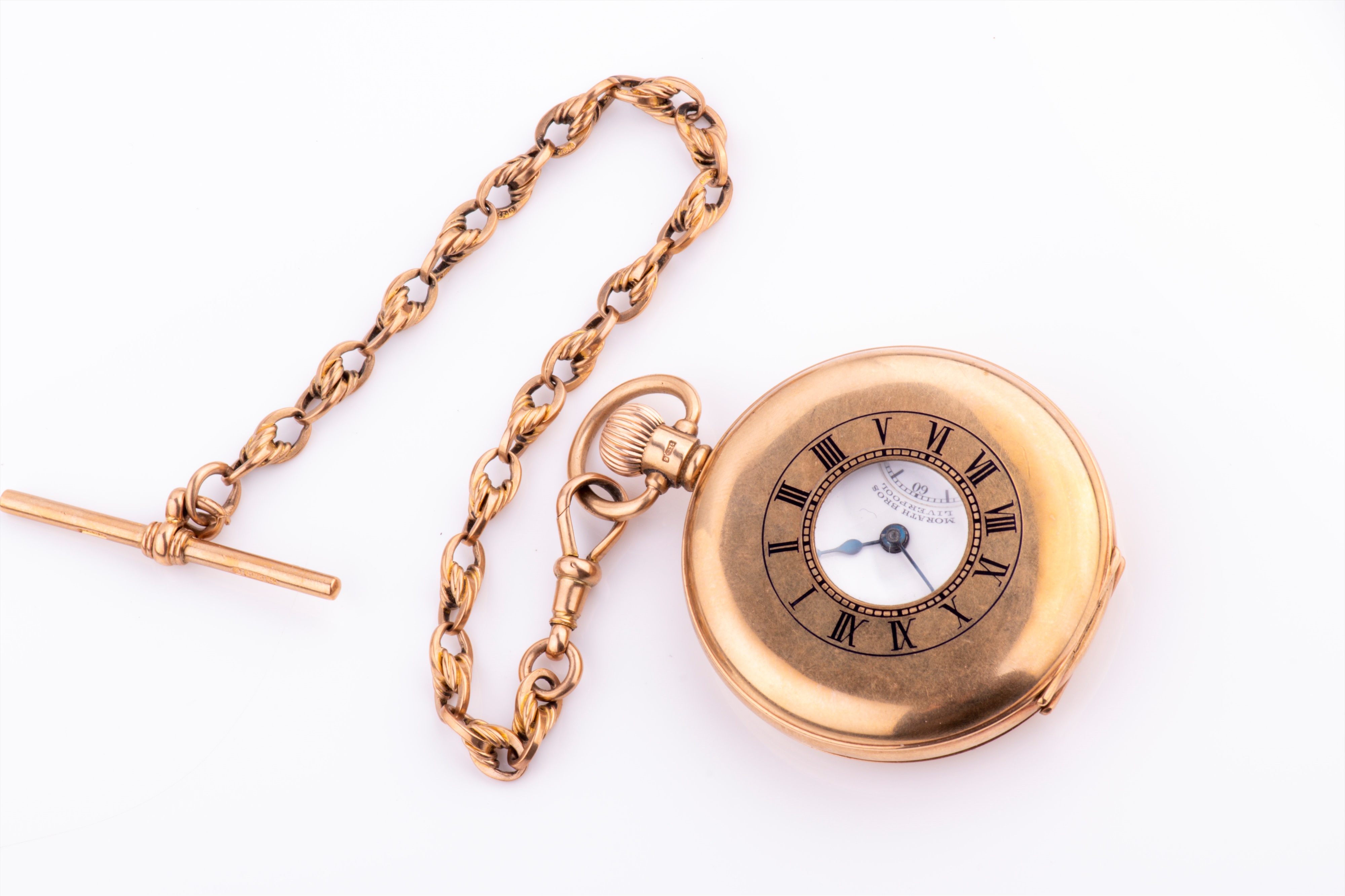 Lot 298 A 9ct yellow gold half hunter pocket watch