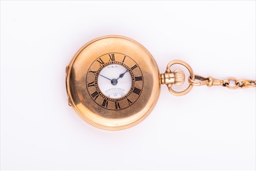 Lot 298 - A 9ct yellow gold half hunter pocket watch the...
