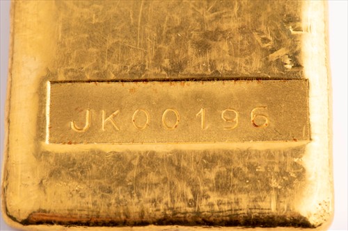 Lot 288 - A 500 gram pure gold ingot by Johnson Matthey,...