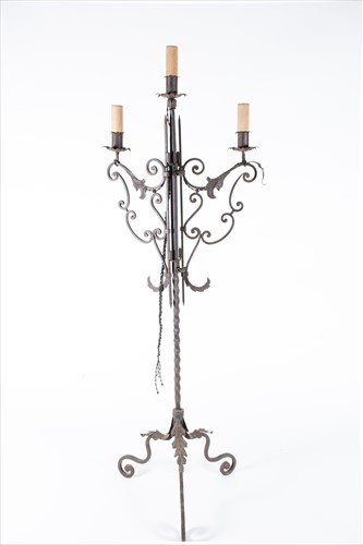 Lot 212 - A 19th century cast iron lamp stand in the...