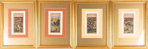 Lot 91 - A set of four Persian miniature paintings...