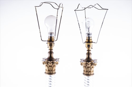 Lot 244 - A pair of 20th century brass mounted glass...