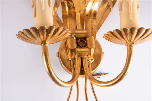 Lot 242 - A set of four 20th century twin wall lights...