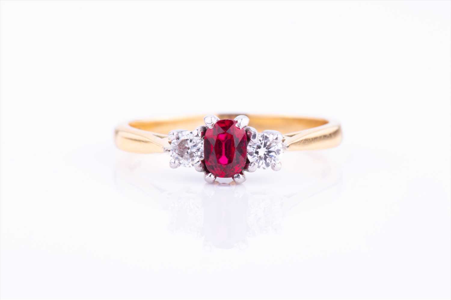 Lot 363 - An 18ct yellow gold, diamond, and red spinel...