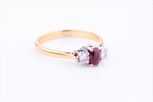 Lot 363 - An 18ct yellow gold, diamond, and red spinel...