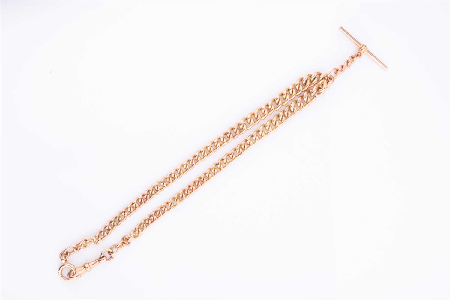 Lot 374 - A 9ct yellow gold pocket watch chain /...