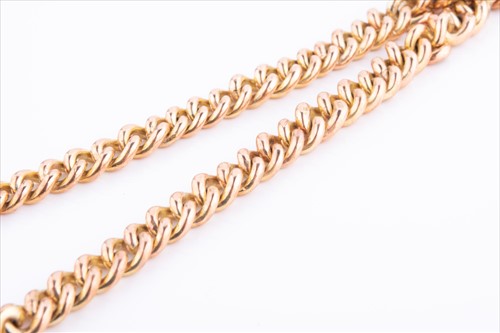 Lot 374 - A 9ct yellow gold pocket watch chain /...