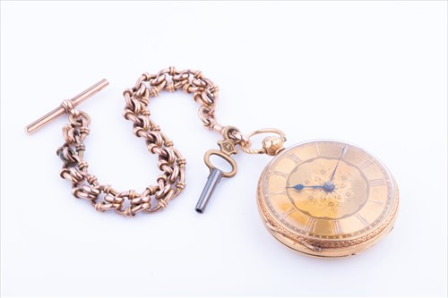 Lot 359 - A 19th century 18ct gold yellow pocket watch...