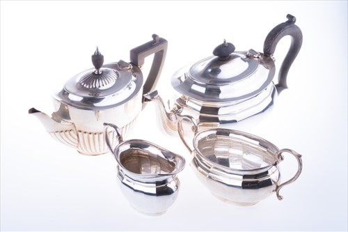 Lot 397 - A George V silver three-piece silver tea set...