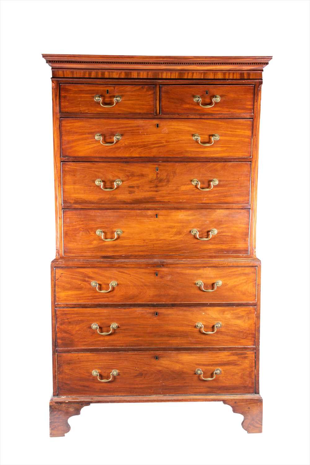 Lot 117 - A George III mahogany chest on chest the...