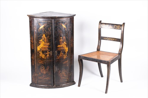 Lot 121 - A 19th century chinoiserie lacquered corner...