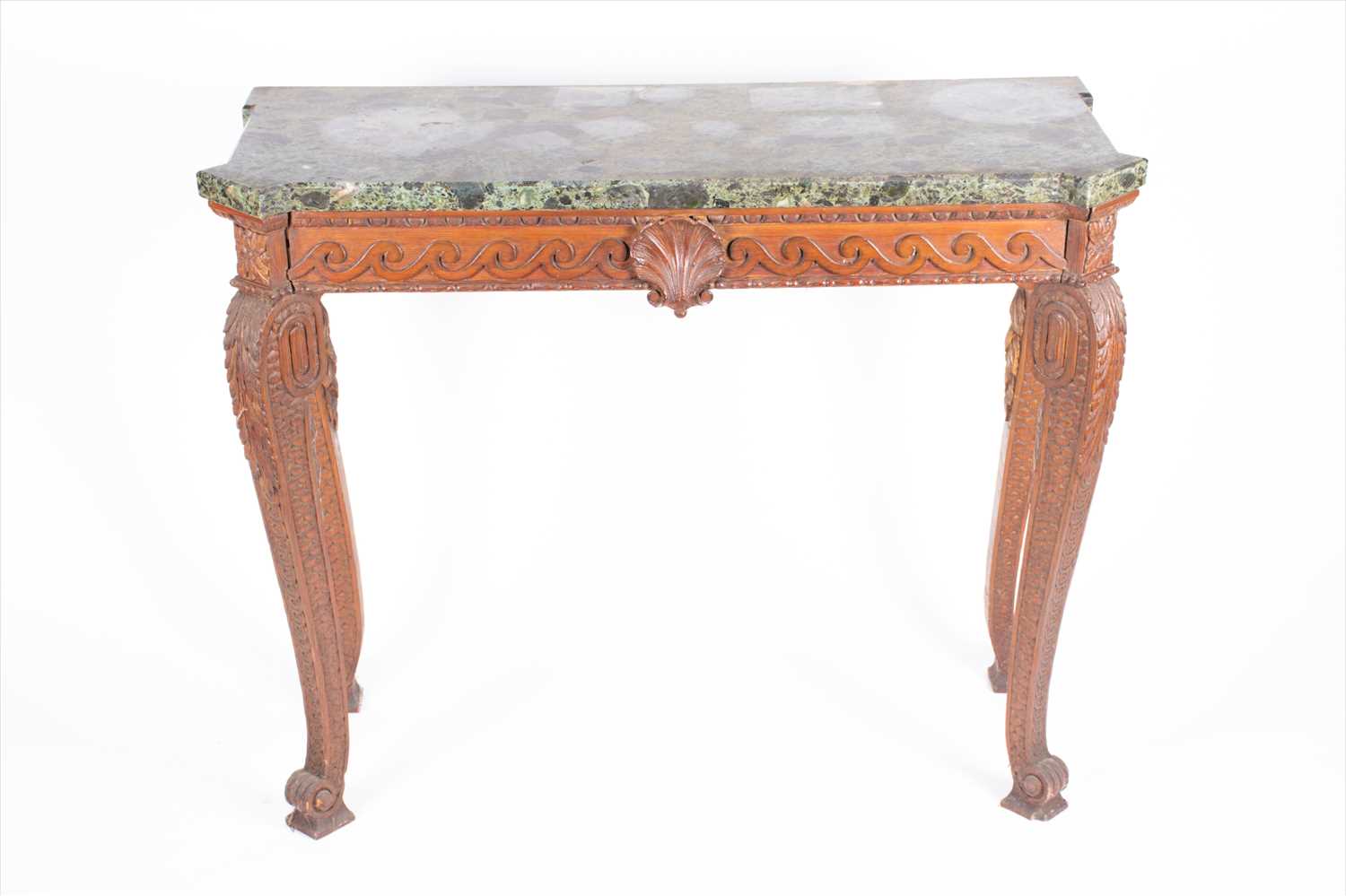 Lot 124 - A late 19th century marble-topped oak console...