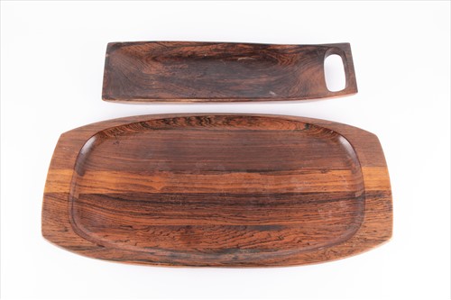 Lot 295 - Two mid century jacaranda wooden trays by Jean...