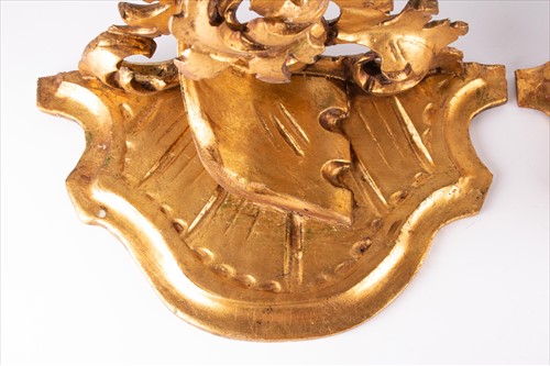 Lot 294 - A pair of gilt wall sconces with scroll...