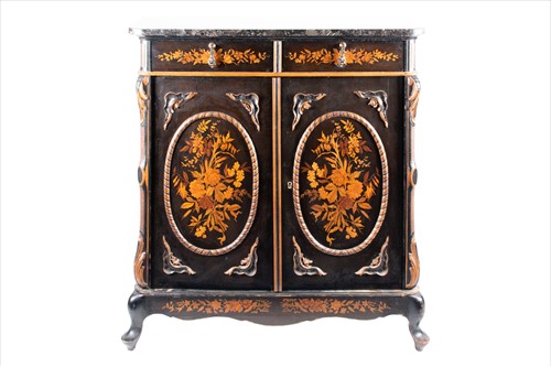 Lot 129 - A Dutch-style floral marquetry inlaid cabinet...