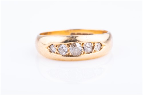 Lot 505 - An 18ct yellow gold and old-cut diamong ring...