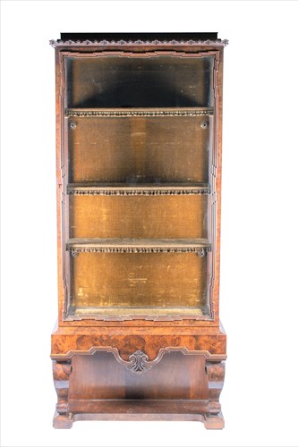 Lot 138 - A 19th century burr walnut display cabinet...
