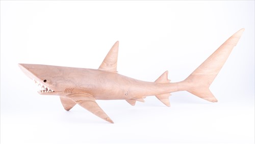 Lot 292 - A carved wooden study of a shark 20th century,...