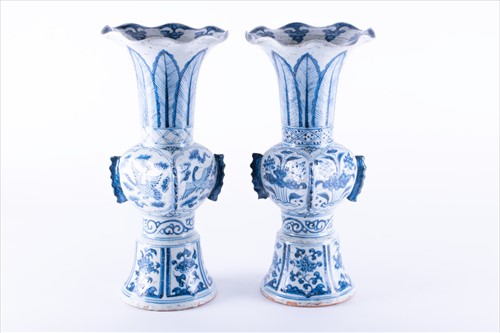 Lot 233 - A near pair of Chinese Qing dynasty blue and...