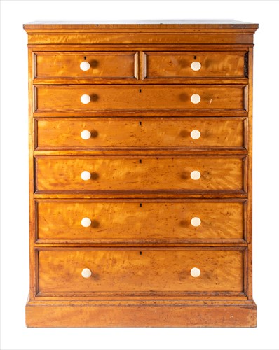 Lot 142 - A late 19th/early 20th century satinwood chest...