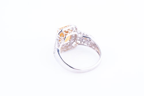 Lot 442 - A 14k white gold, diamond and citrine cocktail...