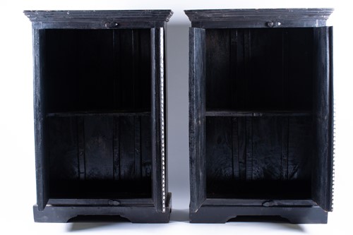 Lot 203 - A pair of late 20th century ebonised and...