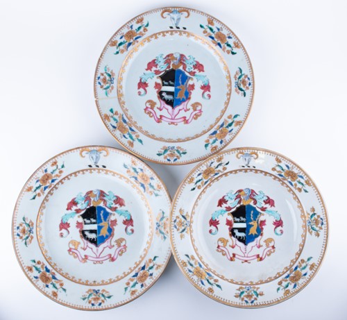 Lot 240 - Two 19th century Chinese Export armorial...