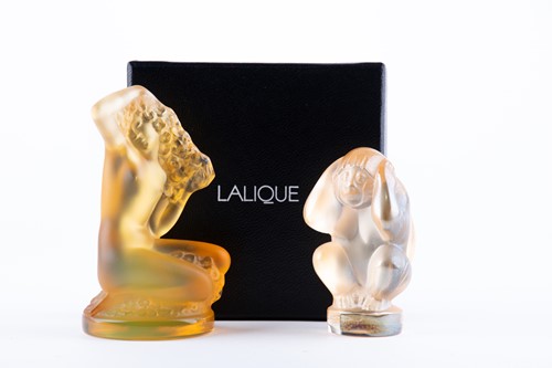 Lot 305 - Two Lalique glass paperweights both signed...